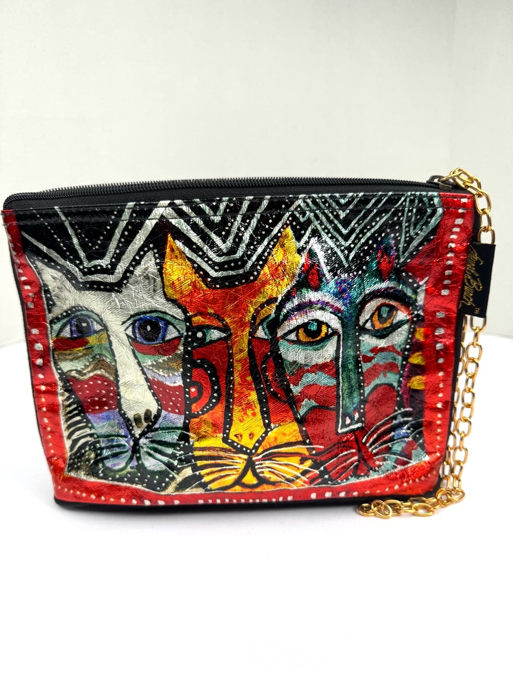 Laurel Burch Foil Cosmetic Bag with Gold Chain